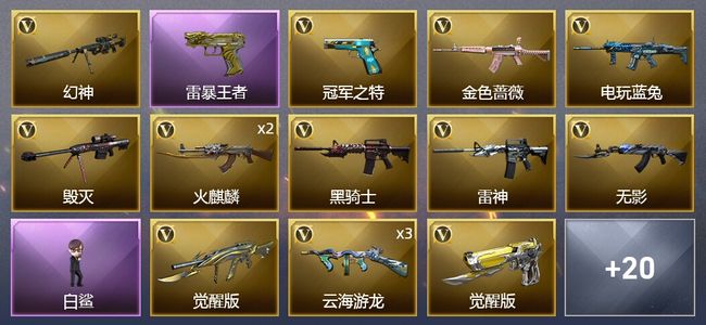 穿越火线（CF）1王者武器 32V武器 1V角色 19皮肤 可排位 传奇