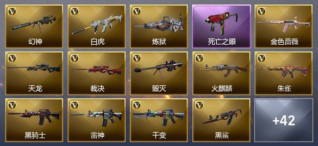 穿越火线（CF）7王者武器 2炫金武器 48V武器 2V角色 20皮肤 可排位 枪王