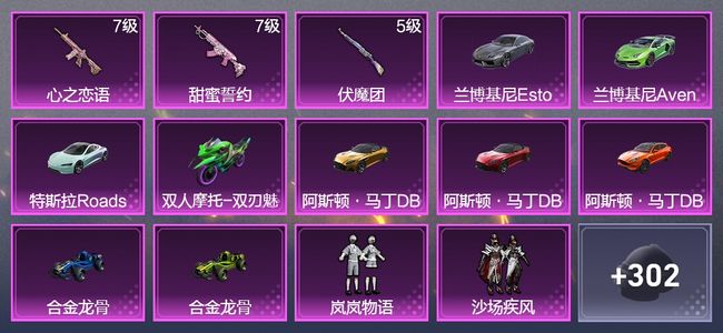 和平精英9载具 3升级枪 16粉装 5飞行器 167枪皮 133套装 77027热力 5印记 黄金