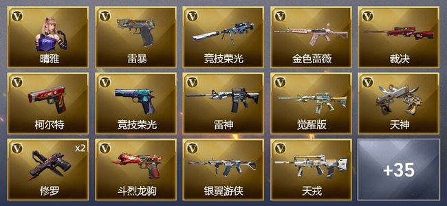 穿越火线（CF）2王者武器 2炫金武器 60V武器 1V角色 18皮肤 可排位 传奇 默认标题