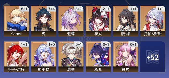 崩坏：星穹铁道134黄 83角色黄 51光锥黄 41五星角色 23五星光锥 70级 女主