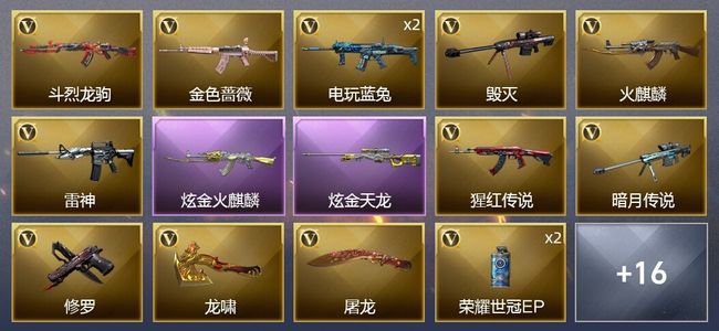 穿越火线（CF）3王者武器 2炫金武器 23V武器 1V角色 13皮肤 可排位 枪王