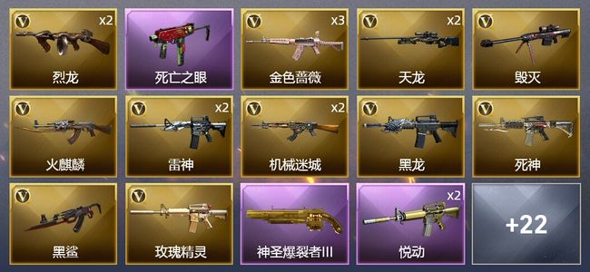 穿越火线（CF）6王者武器 3炫金武器 33V武器 3V角色 5皮肤 不可排位 新锐