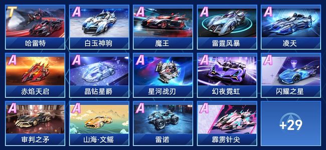 QQ飞车手游V8 1永久T车 29永久A车 43永久赛车 29宠物 男号 星耀