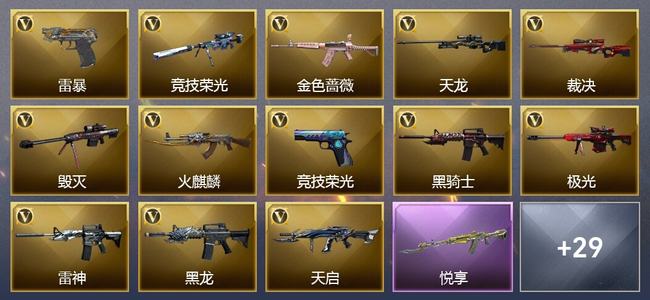 穿越火线（CF）1王者武器 45V武器 1V角色 16皮肤 可排位