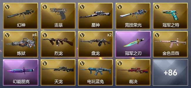 穿越火线（CF）1炫金武器 112V武器 5V角色 52皮肤 可排位