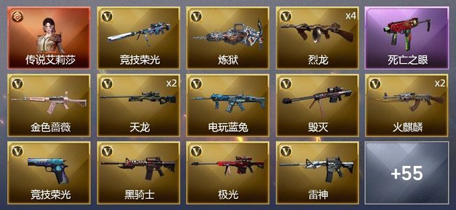 穿越火线（CF）1传说角色 2炫金武器 70V武器 2V角色 22皮肤 可排位 新锐