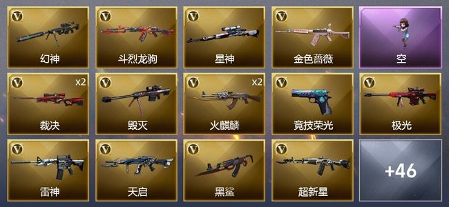 穿越火线（CF）7王者武器 1炫金武器 60V武器 3V角色 19皮肤 可排位 枪王