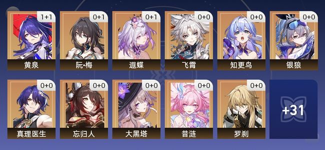 崩坏：星穹铁道35黄 28角色黄 7光锥黄 20五星角色 7五星光锥 65级 女主