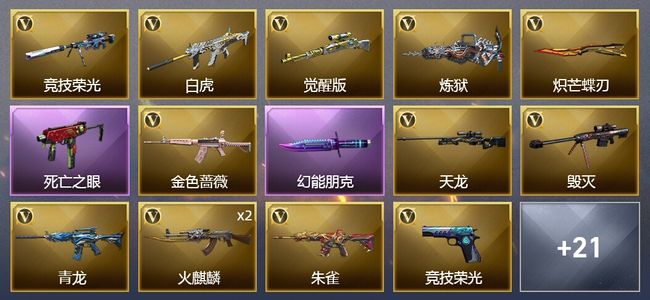 穿越火线（CF）1炫金武器 46V武器 1V角色 8皮肤 可排位 新锐