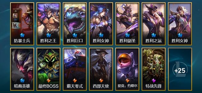 英雄联盟（LOL）1臻彩 8限定 4传说 38皮肤 29炫彩 172英雄 翡翠