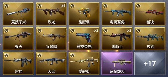 穿越火线（CF）1炫金武器 32V武器 1V角色 4皮肤 可排位 精英