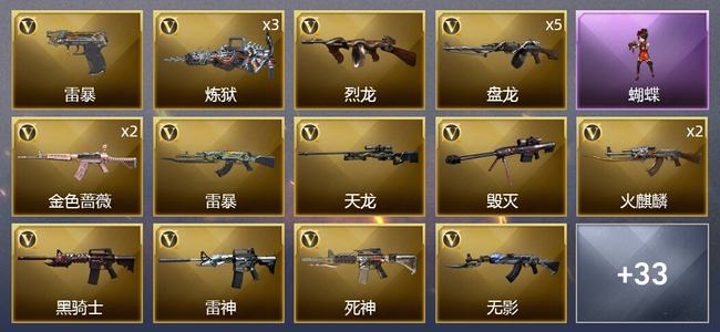 穿越火线（CF）1王者武器 3炫金武器 68V武器 2V角色 17皮肤 可排位 专家