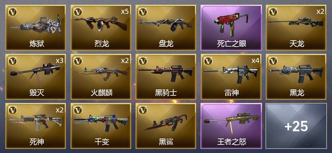 穿越火线（CF）2王者武器 4炫金武器 47V武器 1V角色 14皮肤 可排位 新锐