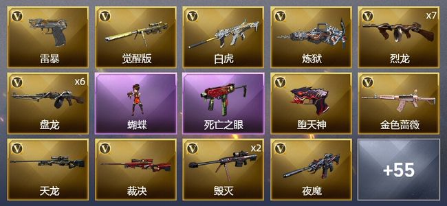 穿越火线（CF）6王者武器 1炫金武器 93V武器 4V角色 19皮肤 可排位 宗师