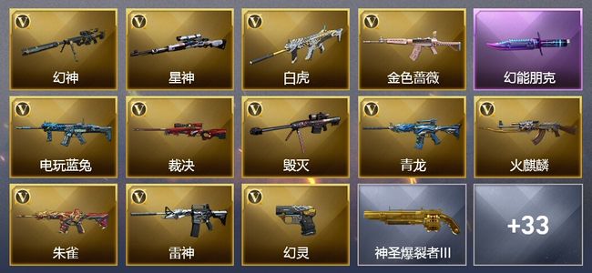 穿越火线（CF）3王者武器 2炫金武器 36V武器 2V角色 11皮肤 可排位 枪王