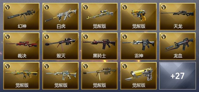 穿越火线（CF）2王者武器 2炫金武器 34V武器 3V角色 9皮肤 可排位