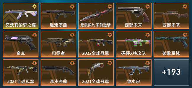 无畏契约1金皮 49橙皮 19紫皮 207皮肤 110210皮肤总价值 2460已用源晶 铂金