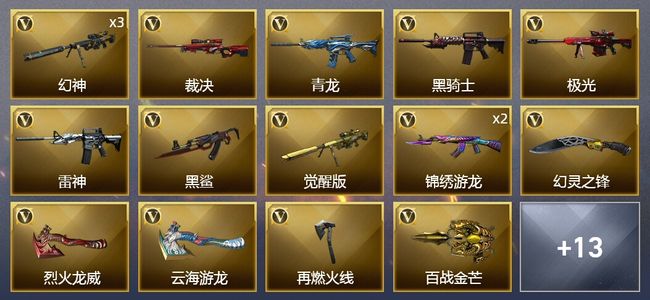 穿越火线（CF）1王者武器 29V武器 1V角色 3皮肤 可排位 枪王