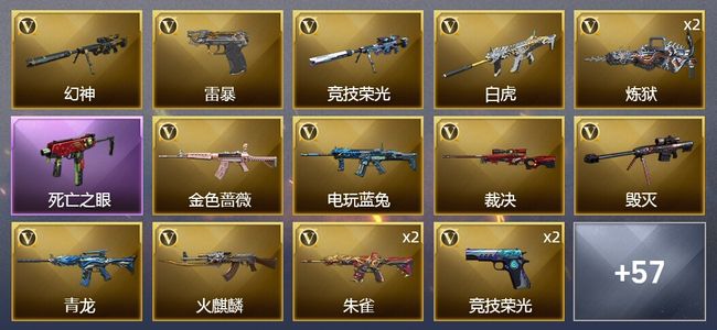 穿越火线（CF）1王者武器 1炫金武器 76V武器 3V角色 20皮肤 可排位