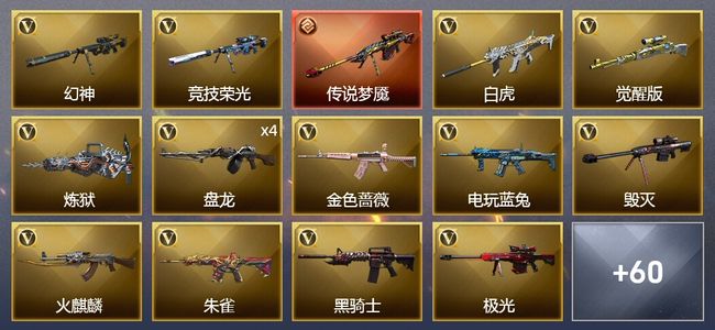 穿越火线（CF）1传说武器 2炫金武器 74V武器 2V角色 19皮肤 可排位 枪王