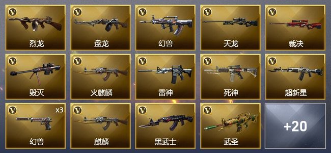 穿越火线（CF）1王者武器 43V武器 1V角色 11皮肤 可排位 新锐