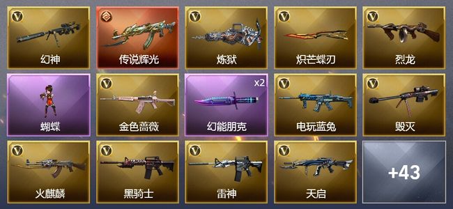穿越火线（CF）1传说武器 47V武器 2V角色 21皮肤 可排位 枪王