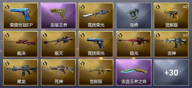 穿越火线（CF）4王者武器 1炫金武器 60V武器 8皮肤 可排位 枪王