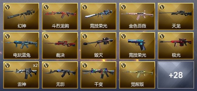 穿越火线（CF）1传说武器 49V武器 1V角色 22皮肤 可排位