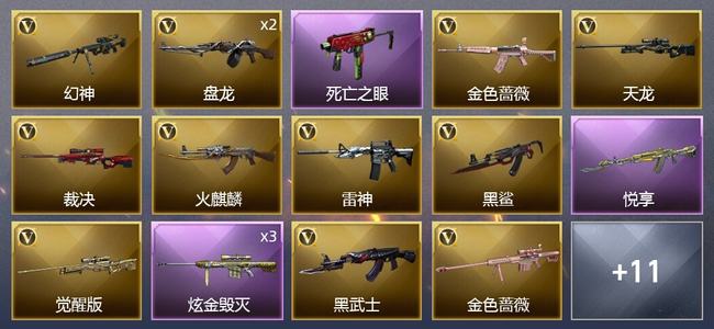 穿越火线（CF）1王者武器 1炫金武器 23V武器 2V角色 6皮肤 可排位 新锐