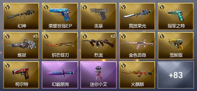 穿越火线（CF）10王者武器 3炫金武器 112V武器 4V角色 53皮肤 可排位 枪王