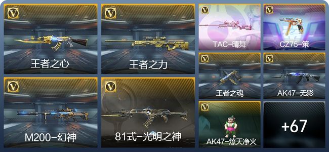 穿越火线：枪战王者V5 4王者武器 76英雄武器 2英雄角色 164万化 枪圣S