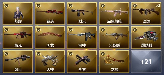 穿越火线（CF）1王者武器 22V武器 1V角色 13皮肤 可排位 精英