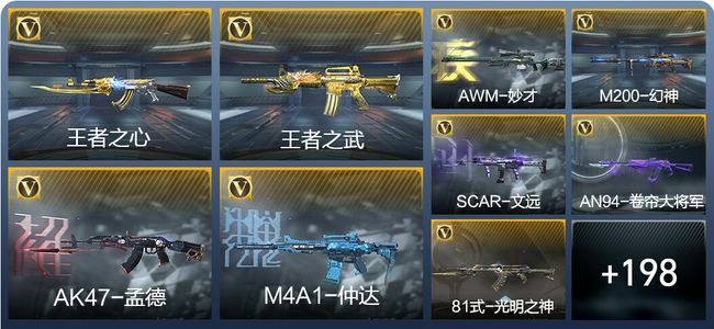 穿越火线：枪战王者V8 18王者武器 221英雄武器 1英雄角色 495万化 枪皇SSS