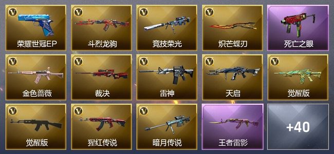 穿越火线（CF）1传说武器 3王者武器 55V武器 3V角色 13皮肤 可排位 枪王