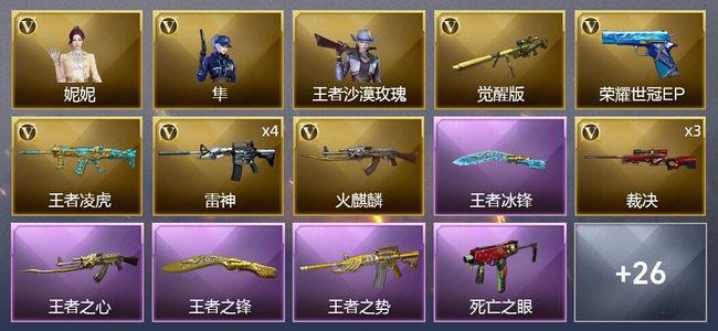 穿越火线（CF）5王者武器 1炫金武器 38V武器 3V角色 9皮肤 可排位 枪王