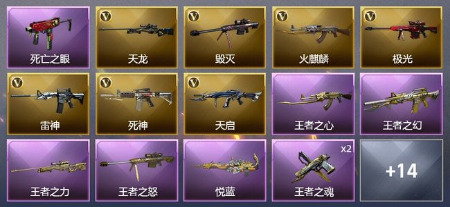 穿越火线（CF）6王者武器 1炫金武器 17V武器 1V角色 3皮肤 可排位 新锐