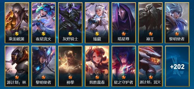 英雄联盟手游（lol手游）4神话 35传说 102史诗 217皮肤 110英雄 宗师
