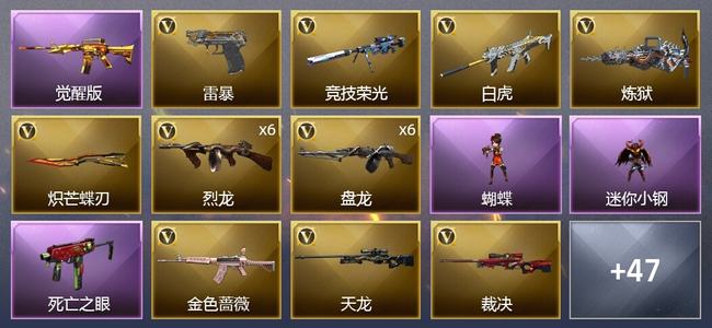 穿越火线（CF）2王者武器 3炫金武器 68V武器 1V角色 16皮肤 可排位