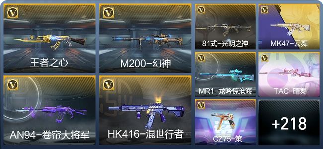 穿越火线：枪战王者V3 9王者武器 290英雄武器 8英雄角色 425万化 枪神