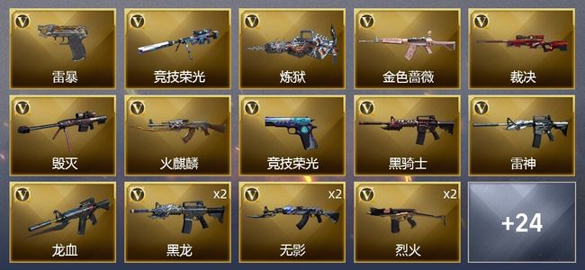 穿越火线（CF）2炫金武器 50V武器 2V角色 15皮肤 可排位 枪王