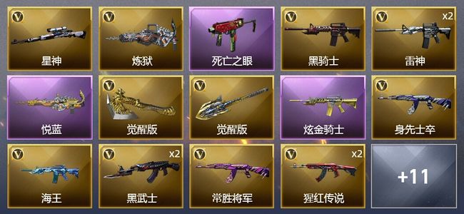 穿越火线（CF）1王者武器 1炫金武器 18V武器 8皮肤 可排位 新锐