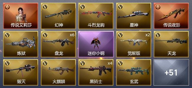穿越火线（CF）1传说角色 1传说武器 68V武器 3V角色 22皮肤 可排位 专家