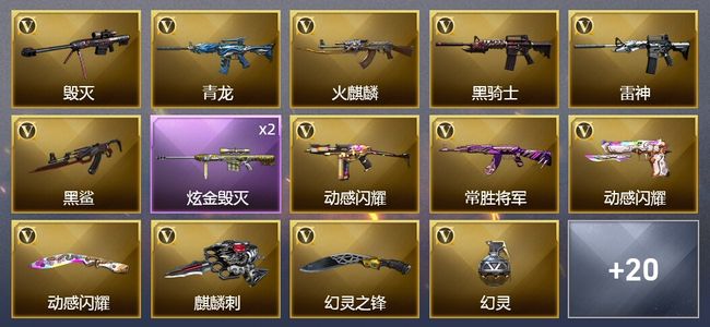 穿越火线（CF）1炫金武器 15V武器 5皮肤 可排位 新锐