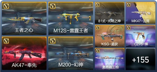 穿越火线：枪战王者V5 7王者武器 180英雄武器 5英雄角色 244万化 大师SS