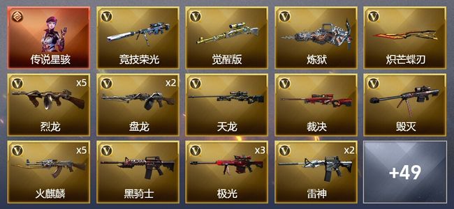 穿越火线（CF）1传说角色 4王者武器 4炫金武器 89V武器 3V角色 16皮肤 可排位 新锐