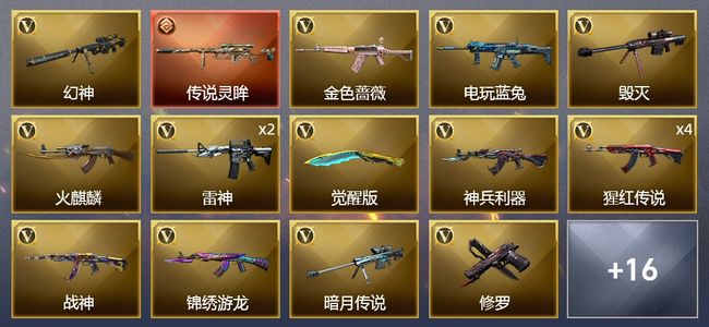 穿越火线（CF）1传说武器 1王者武器 27V武器 13皮肤 可排位 新锐