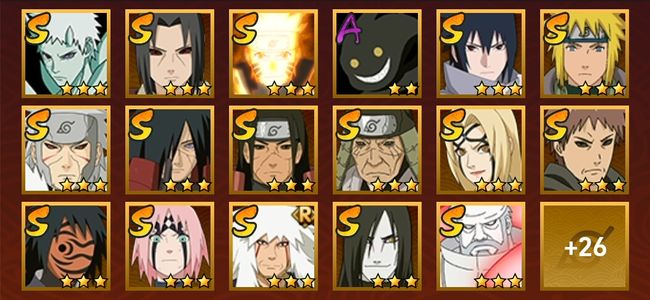 火影忍者V10 17S忍 26A忍 146忍 2082S碎片 16通灵 800W战力 前1000名 中忍