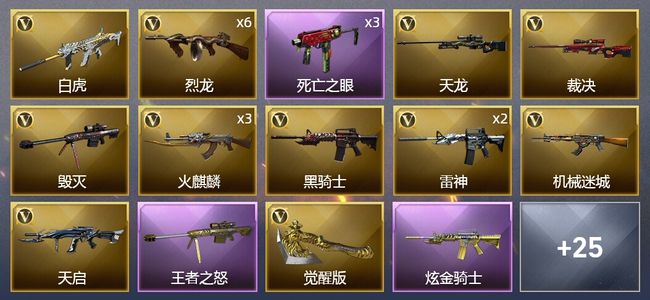 穿越火线（CF）1王者武器 1炫金武器 47V武器 1V角色 8皮肤 可排位 新锐