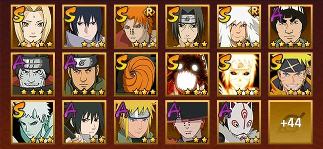 火影忍者V15 10S忍 51A忍 175忍 1487S碎片 24通灵 900W战力 前10名 中忍